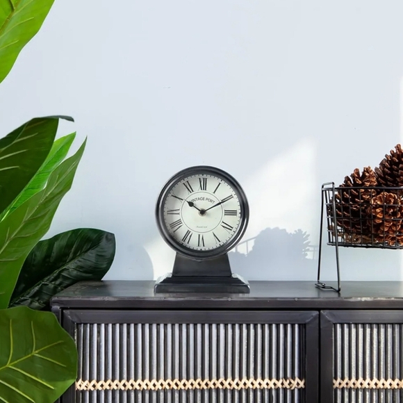 Vintage Style Black Table Clock New In Box - Picture 4 of 16